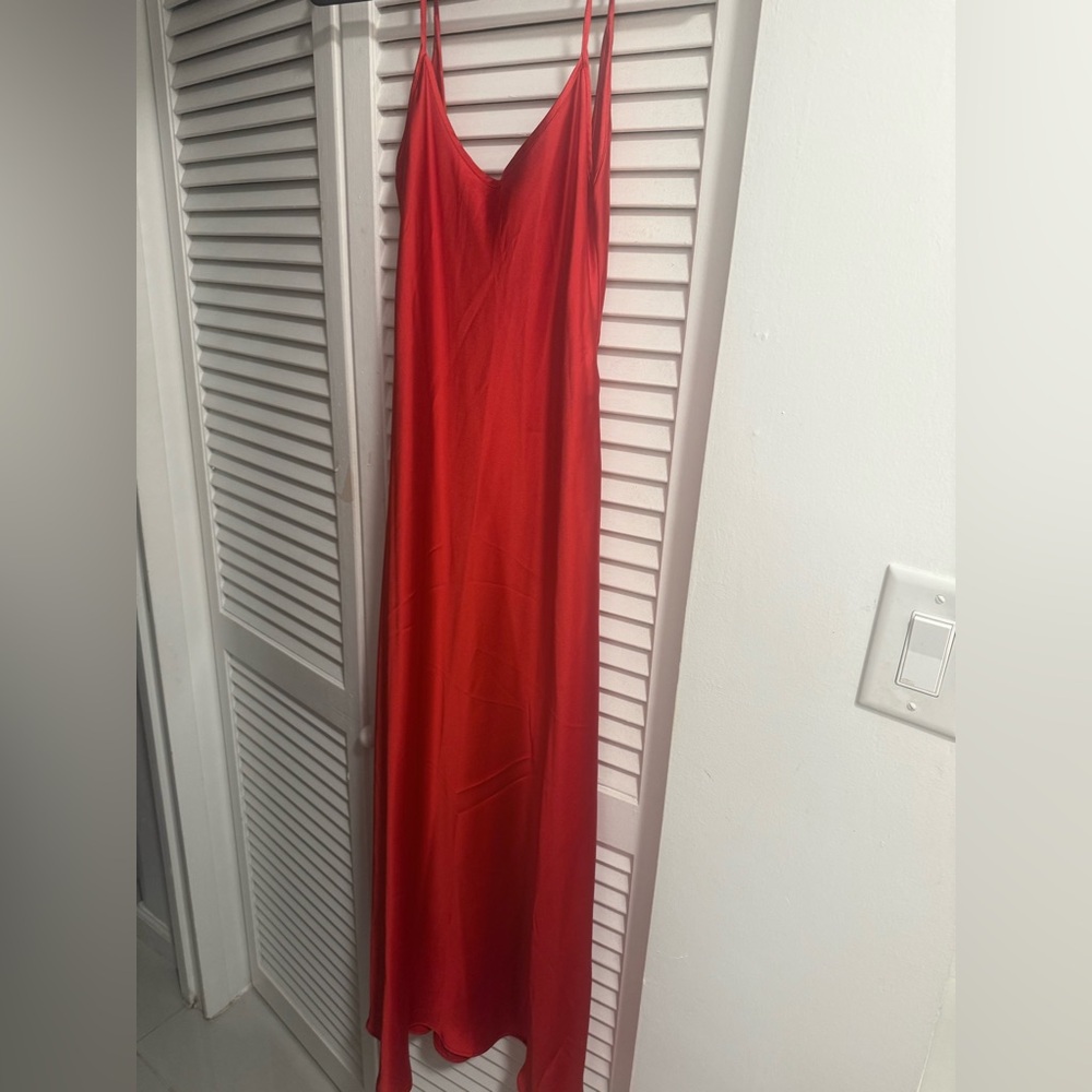Zara Satin Red Maxi Dress